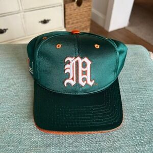 VTG Colosseum University of Miami Hurricanes 'M' Logo Shiny Green Strapback Hat